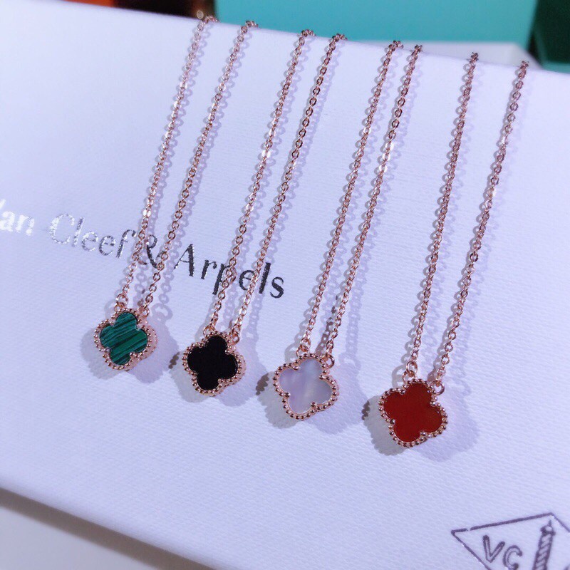 【in stock】Vòng cổ mặt cỏ bốn lá vàng hồng 18K Van Cleef & Arpels mini