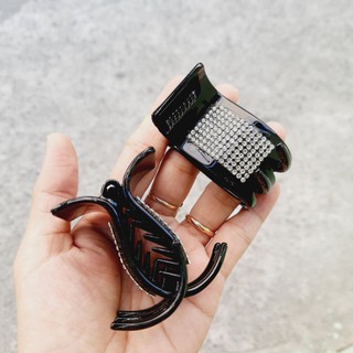 Kẹp tóc 5 răng đen bóng đính xoàn (Ảnh thật)