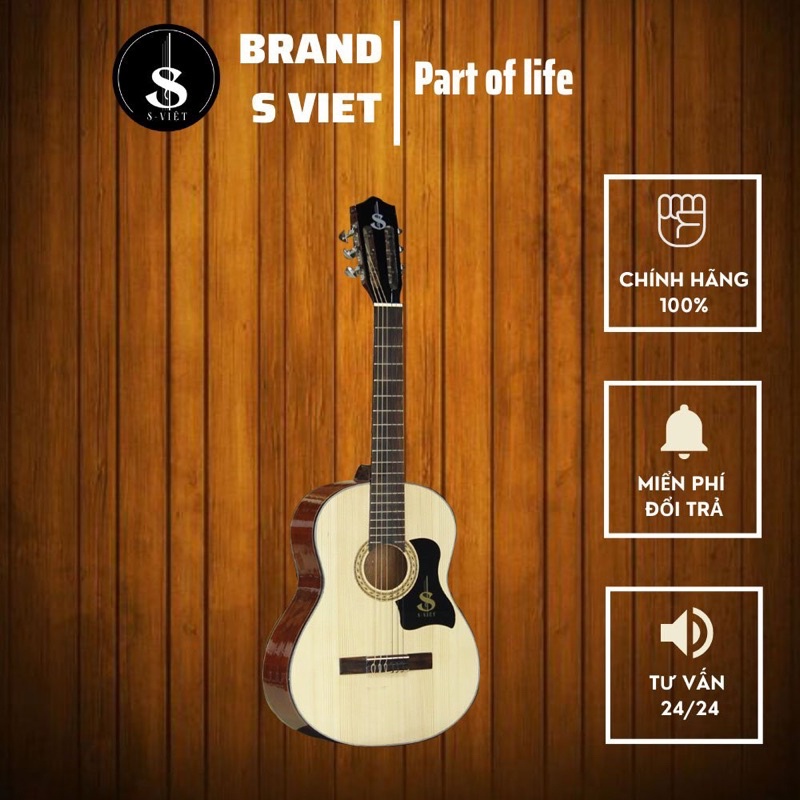 Đàn guitar classic cho người mới tập gỗ Hồng Đào thịt 100%, có ty chỉnh cong mã ES185