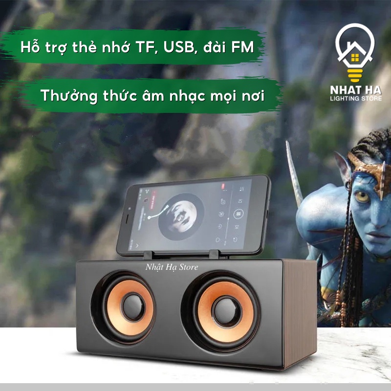 Loa bluetooth cổ điển vân gỗ Nhật Hạ âm bass siêu trầm Loa nghe nhạc mini Hỗ Trợ Thẻ Micro SD, USB, Nghe đài FM FT-3007