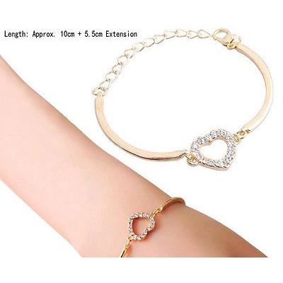 Vòng tay mặt hình trái tim đính đá dễ thương