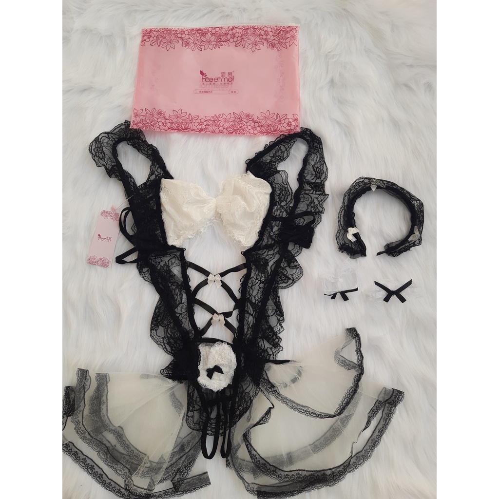 [HÀNG FEEET MOI CAO CẤP](Video+Hình Thật)Đồ Ngủ Sexy Cosplay Hầu Gái,Váy Ngủ Ren Kèm Băng Đô+Vòng Tay,Đồ Ngủ Lưới | BigBuy360 - bigbuy360.vn