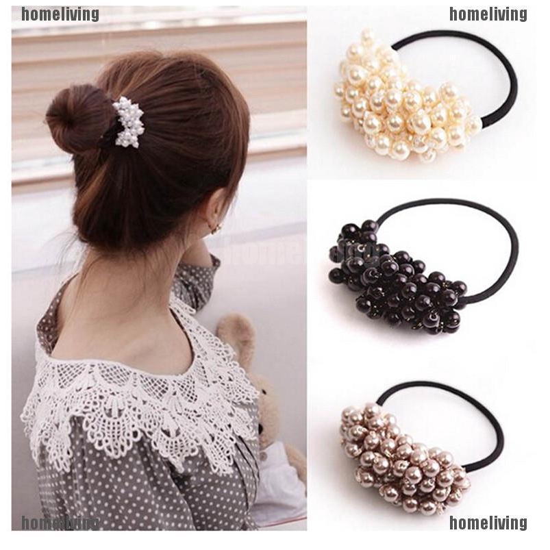 Set 2 Dây Buộc Tóc Đính Ngọc Trai Xinh Xắn Cho Nữ