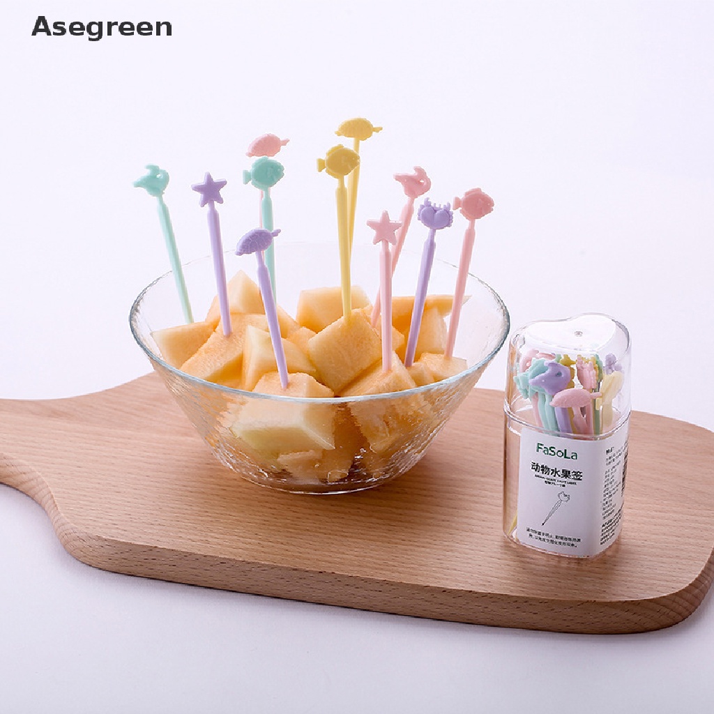 [Asegreen] Nĩa Ăn Tráng Miệng Trái Cây Mini Màu Kẹo Ngọt Ngào Dễ Thương Cho Trẻ Em