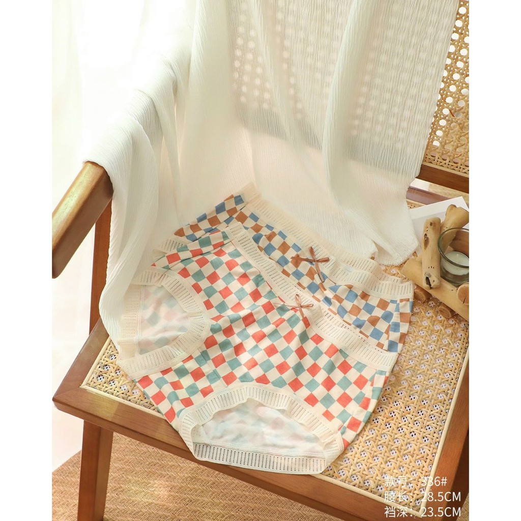 Quần Lót Nữ - Hộp 3 Quần Lót Chất Cotton Cao Cấp Kiểu Dáng Kẻ Caro Hàn Quốc Dễ Thương