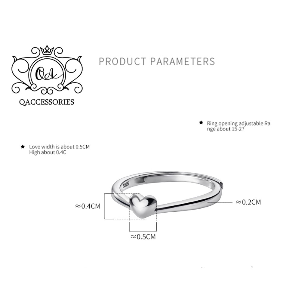 Nhẫn bạc mặt trái tim phồng nhẫn nữ tối giản S925 HEART Silver Ring QA SILVER - KÈM ẢNH THẬT