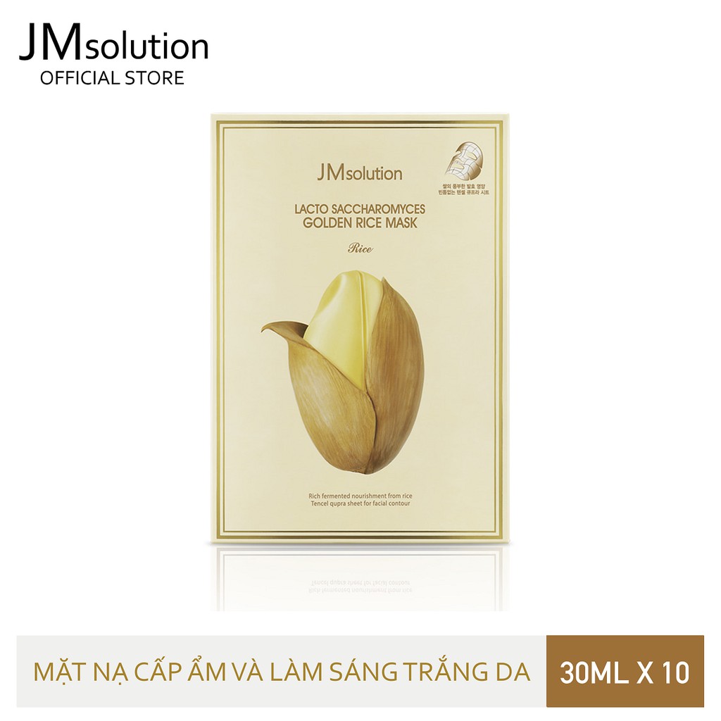 Combo 10 Mặt Nạ Làm Trắng, Chống Lão Hóa Jmsolution Lacto Saccharomyces Golden Rice Mask 30ml x 10