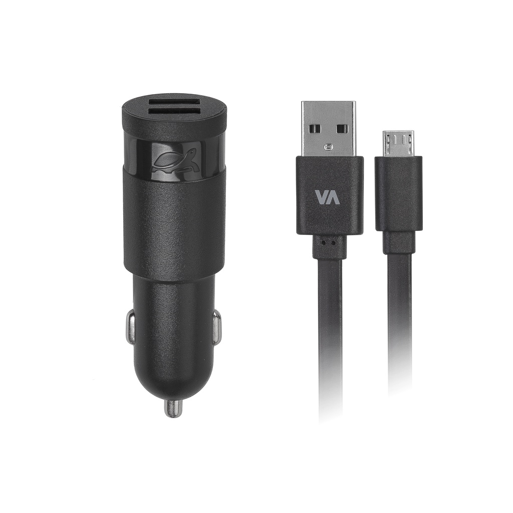 Củ Sạc Dùng Trên Ôtô Rivacase power PS4223 BD1 (2 USB x 3,4 A), Với Cáp Dữ Liệu Micro USB - Hàng Chính Hãng