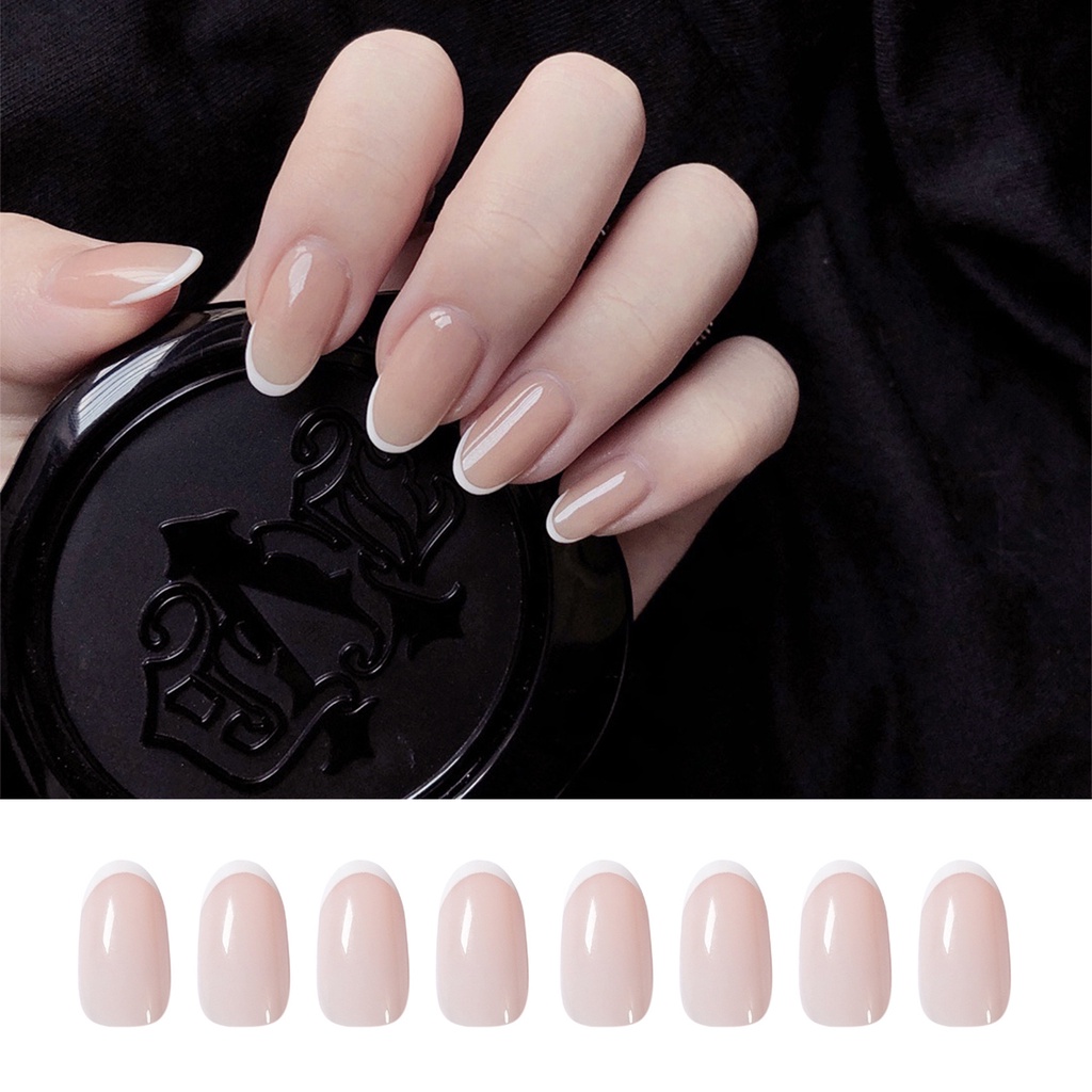 [Hàng mới về] Hộp 24 móng tay giả đầu tròn màu hồng thiết kế thời trang dành cho nữ