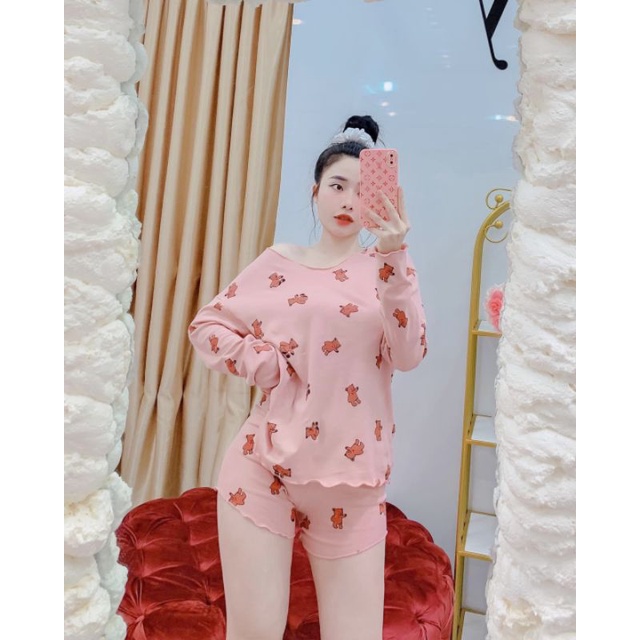 Set gấu cổ tim dáng thụng dễ thương