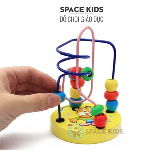 Đồ chơi gỗ Luồn hạt gỗ cho bé, Đồ chơi Montessori thông minh Space Kids