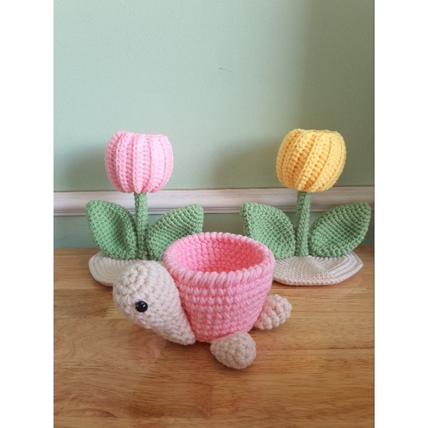 Lọ cắm bút, hộp đựng kim giấy/Lọ cắm bút bằng len hình rùa con cute