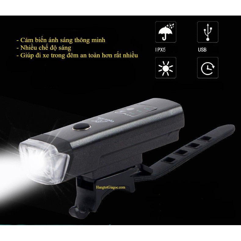 Đèn Pha xe đạp siêu sáng, Sạc USB, chống nước – DX01
