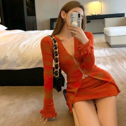 QKOOLE  Set chân váy và áo khoác cardigan thời trang quyến rũ cho nữ có bán lẻ