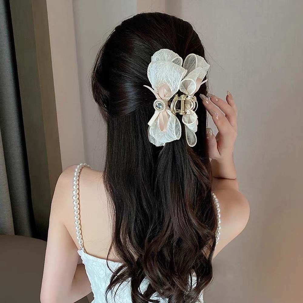 Kẹp Tóc Nơ Lưới Bằng Acrylic Thời Trang Hàn Quốc Cho Nữ