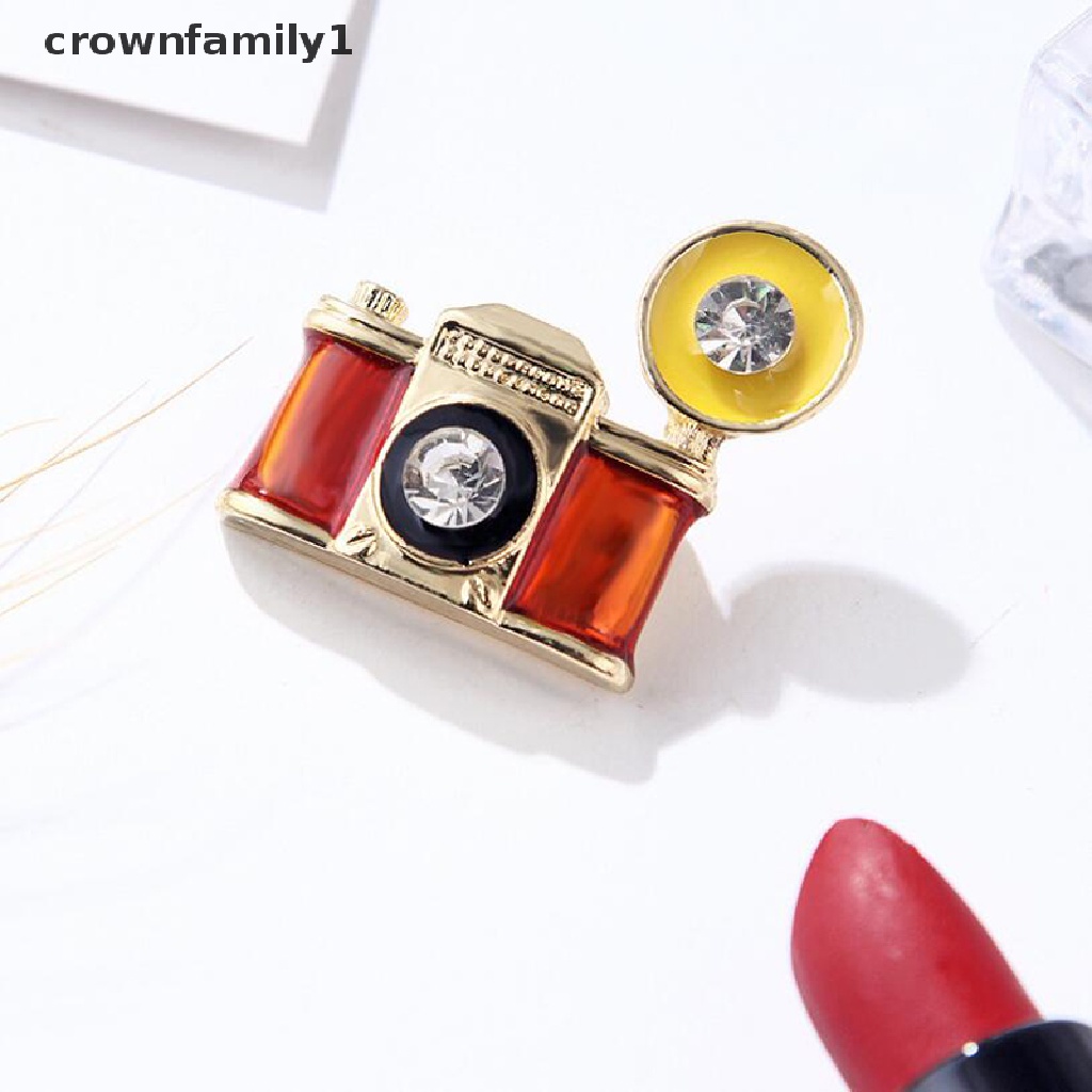 [crownfamily1] Trâm Cài Áo Hình Máy Ảnh Tráng Men Mini Phụ Kiện Khăn Choàng Cổ Phong Cách