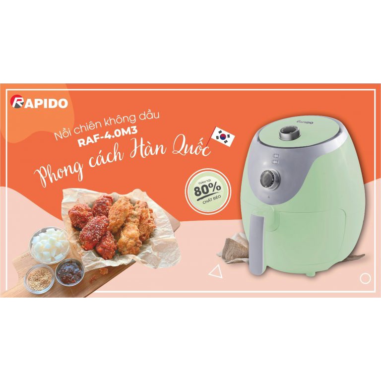 Nồi chiên không dầu Rapido RAF4lít-HÀNG CHÍNH HÃNG