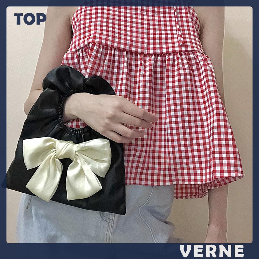 Túi Xách Da Pu Xếp Ly Đính Nơ Thời Trang Cho Nữ