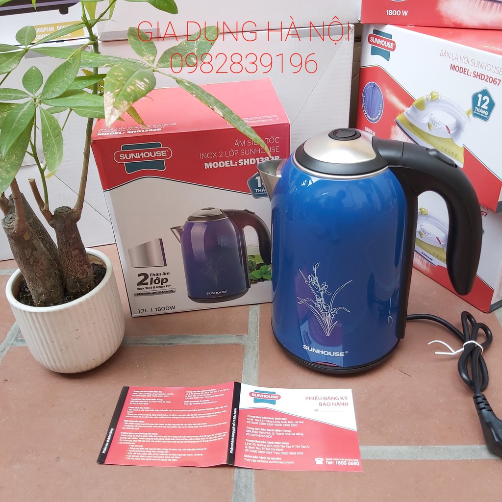 Ấm siêu tốc 2 lớp Sunhouse SHD1382, 1,7L