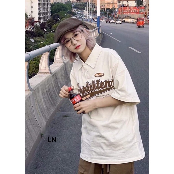 Áo polo chữ nâu LN11
