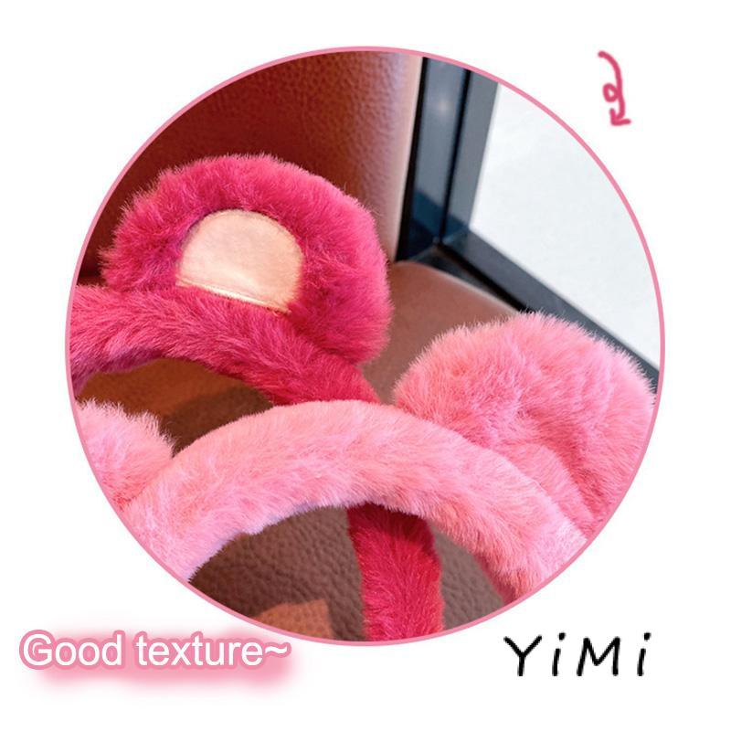 Băng Đô Cài Tóc Rửa Mặt Hình Tai Gấu / Dâu Tây Bằng Lông Nhung Dễ Thương Xinh Xắn