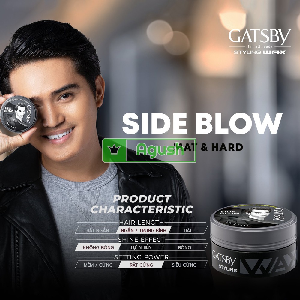 Wax vuốt tóc nam giữ nếp tạo kiểu tóc cứng Gatsby Styling Hair Wax Mat Hard 75g xám tạo nếp tóc khô chính hãng loại rẻ