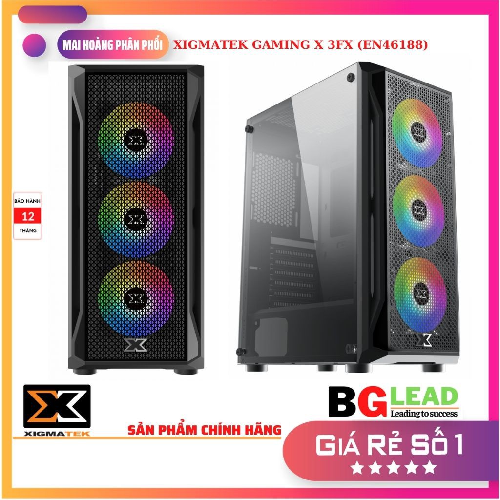  Case máy tính XIGMATEK GAMING X 3FX (EN46188) - GAMING ATX, KÈM 03 FAN XIGMATEK X20ARGB