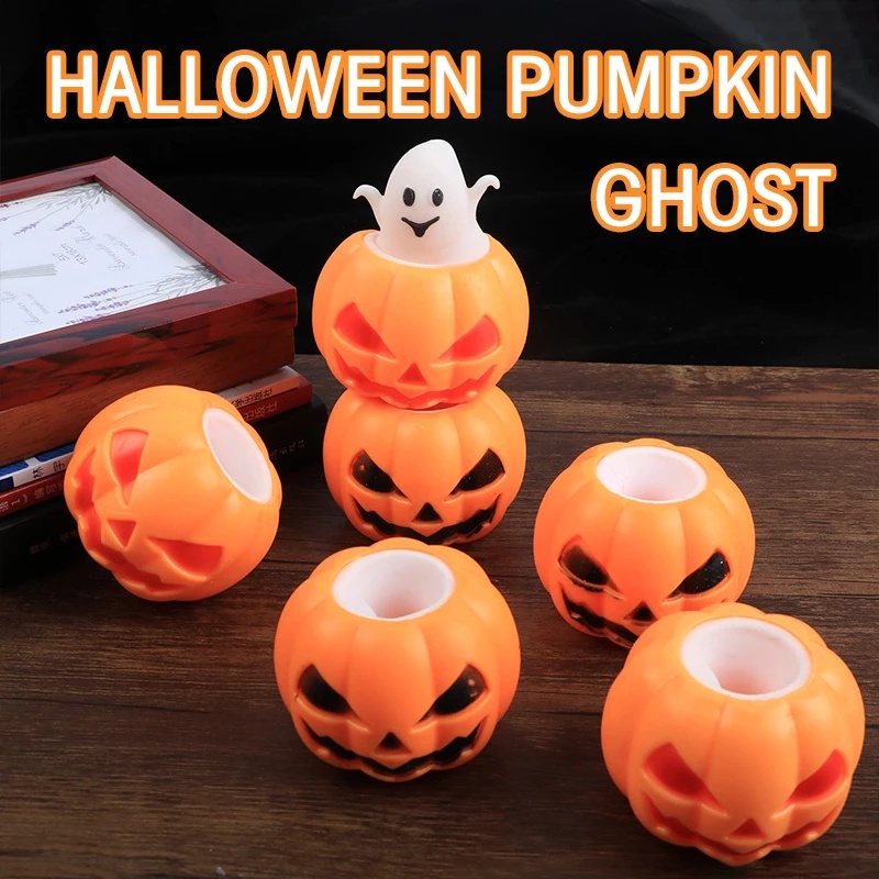 Đồ Chơi Nắn Bóp Đàn Hồi Giảm Stress Hình Ma Bí Ngô Halloween