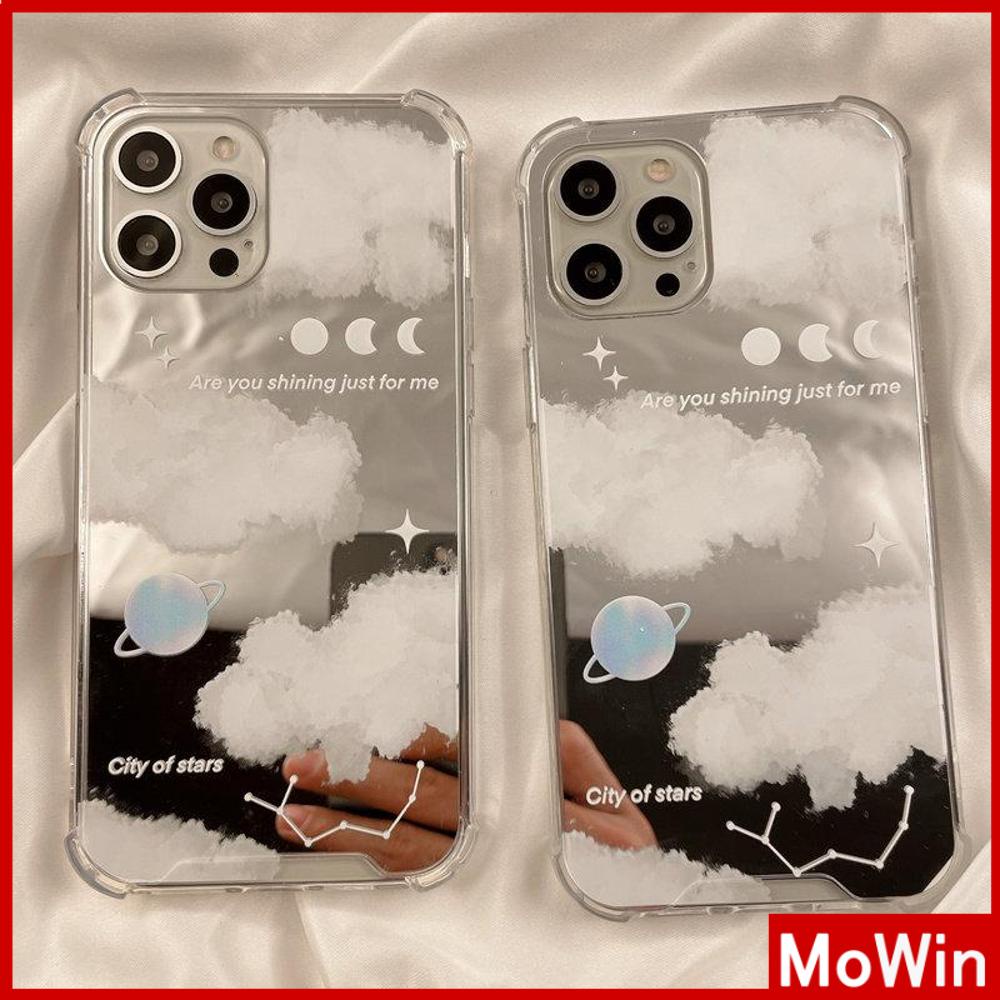 Ốp điện thoại acrylic mặt gương chống sốc mẫu ngôi sao/ mây thích hợp cho iPhone 11 13 Pro Max 12 Pro Max 7 Plus xr