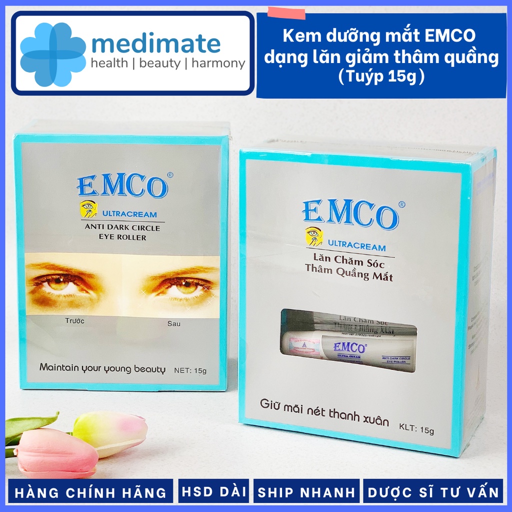 Kem dưỡng mắt EMCO giảm thâm quầng, giảm bọng mắt dạng lăn (tuýp 15g)