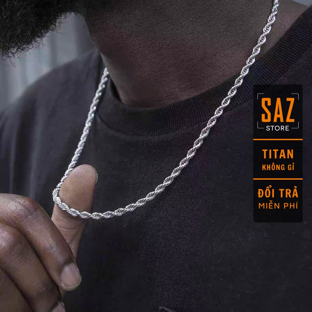 Dây Chuyền Nam Xoắn Trơn HipHop Thời Trang Nam SAZ Màu Bạc Đồng Đẹp - Vòng Cổ Titan - Vòng Cổ Xoắn Trơn