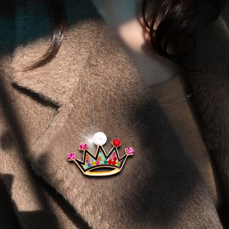 Ghim CàI ÁO HìNh Vương MiệN ĐíNh Kim Cương NgọC Trai Giả ThờI Trang Cho Nữ