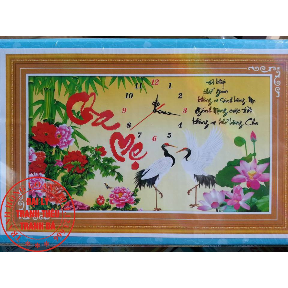 Tranh đính đá đồng hồ cha mẹ DF069