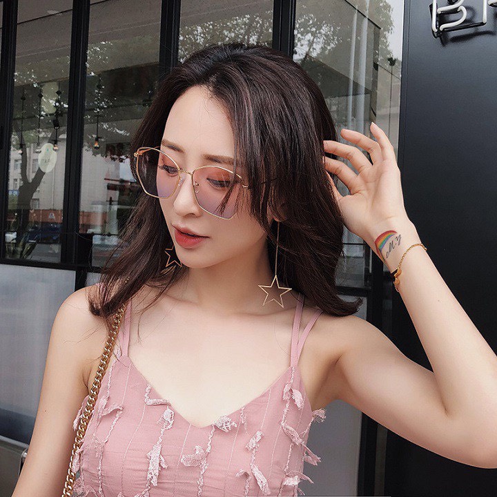 Mắt kính thời trang nam nữ gọng kim loại Tròng kính râm chống tia uv400 và có thể thay tròng cận