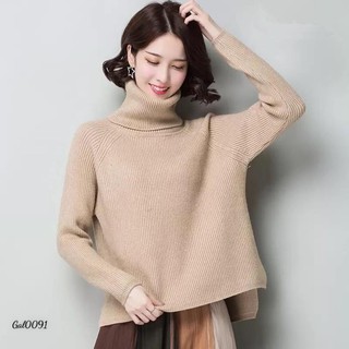 Áo len cổ lọ vạt lệch dáng hàn quốc