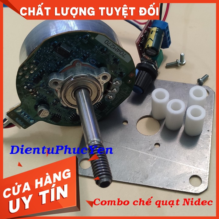 Combo chế quạt: Motor brushless 13v-24v+ điều tốc + tấm pad