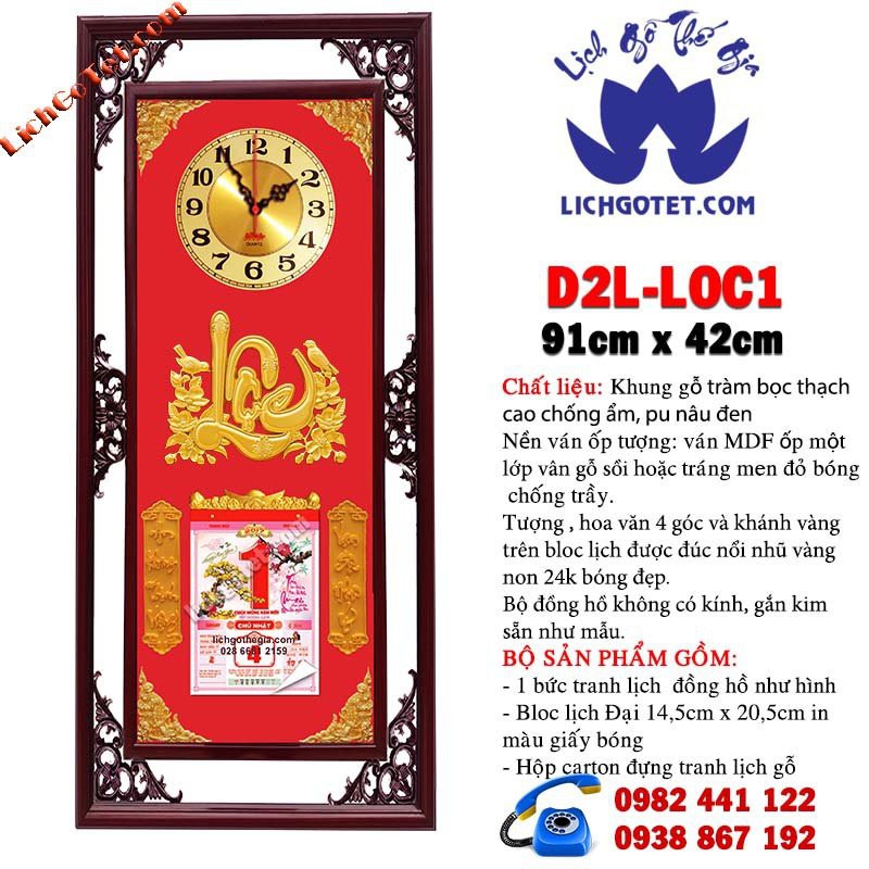 LỊCH ĐỒNG HỒ CHỮ LỘC RẺ ĐẸP