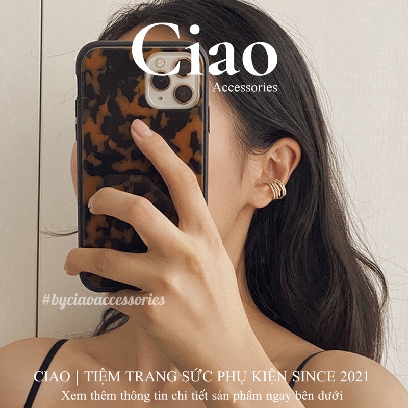 [HOẢ TỐC 1H] Khuyên vành tai/ Kẹp vành tai mạ bạc thiết kế đính đá mã 25 Ciao accessories