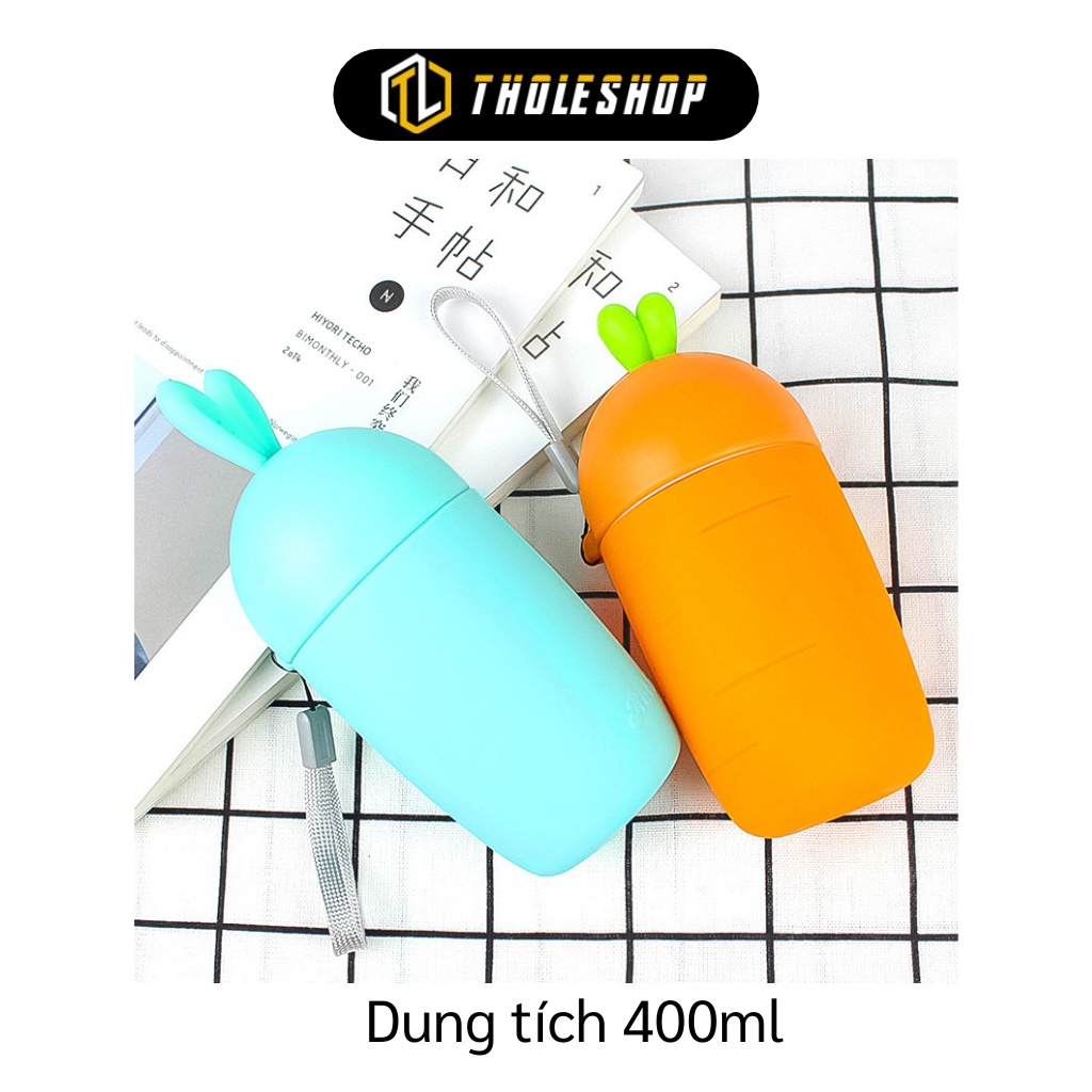 Bình Nước Thủy Tinh 400ml - Bình Chịu Nhiệt, Giữ Nhiệt Tối Ưu Hình Thỏ Và Cà Rốt 6767