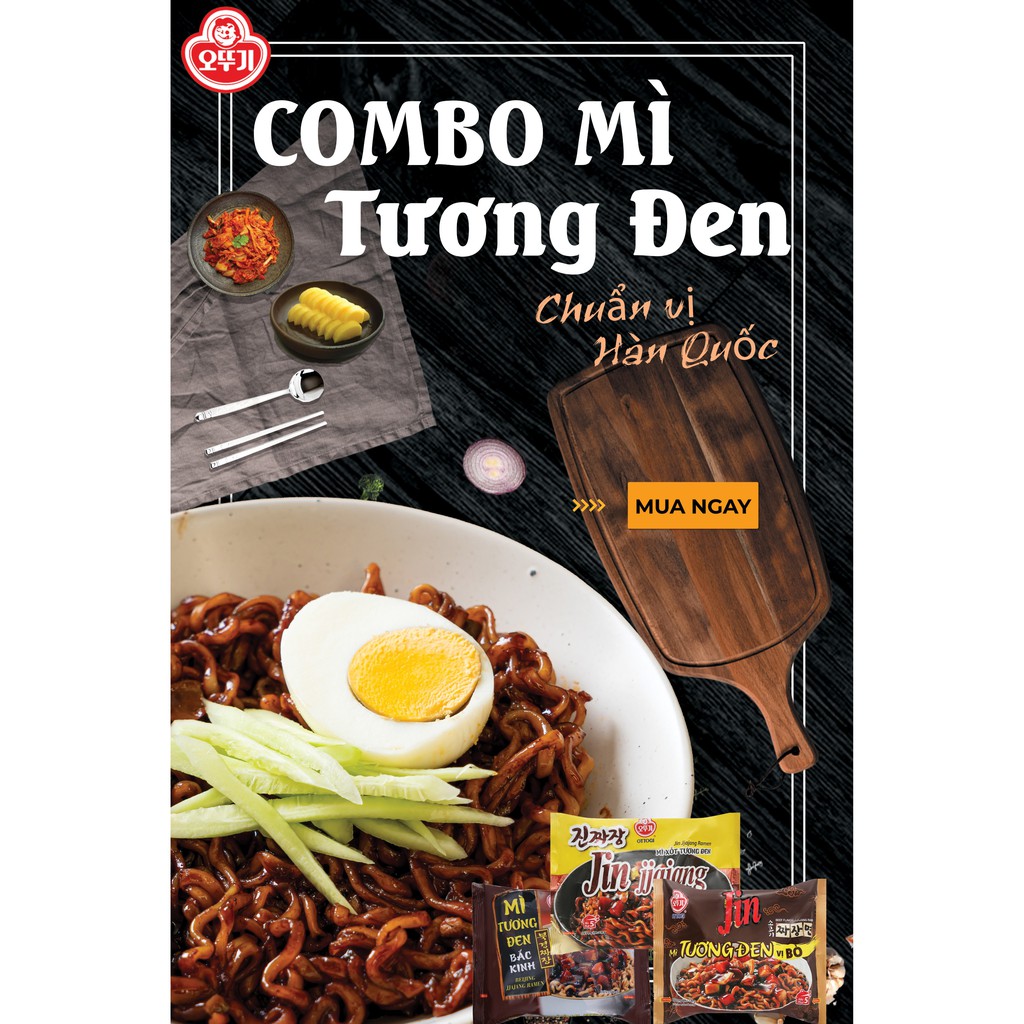 Combo 3 vị Mì Tương Đen Ottogi Hàn Quốc