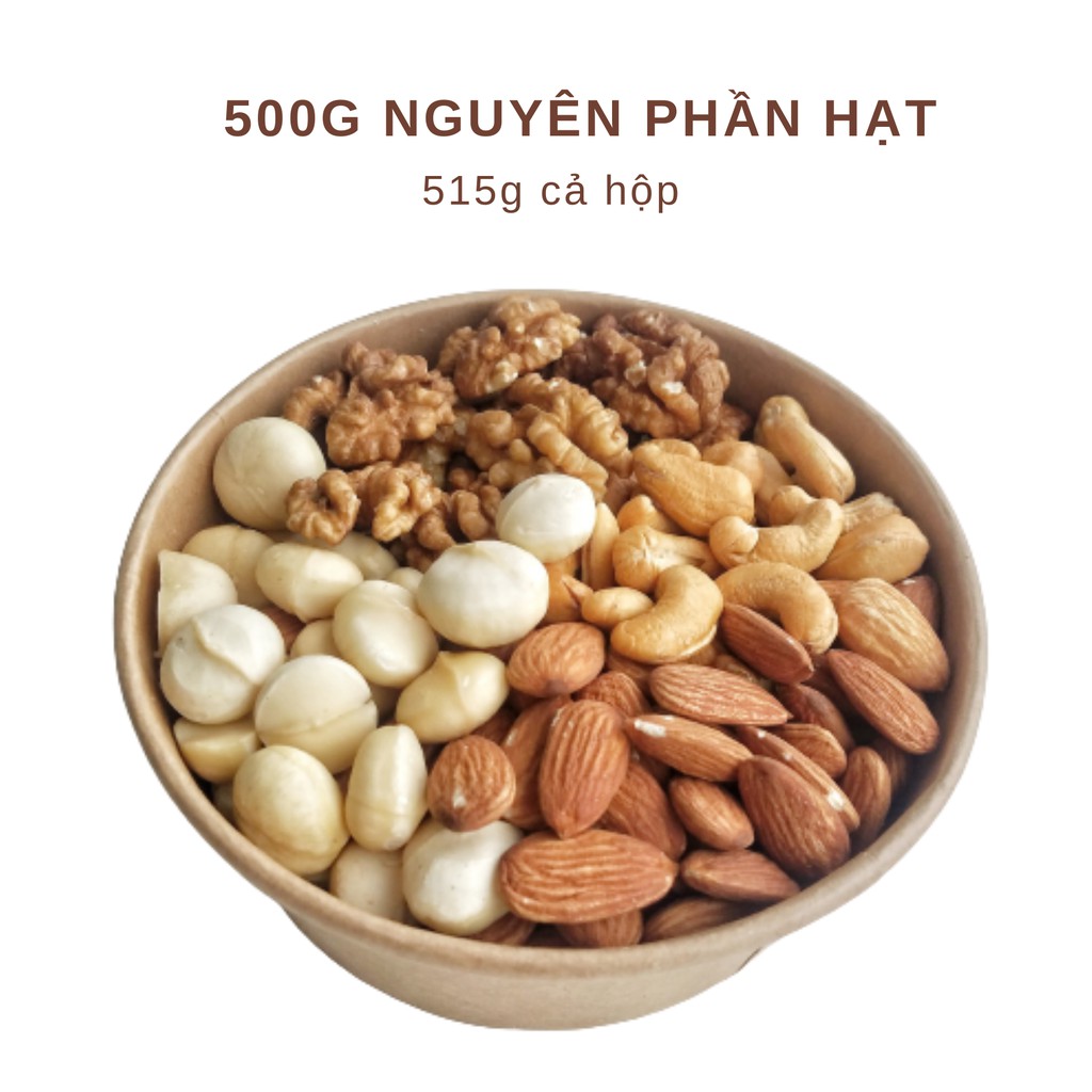 Hạt Dinh Dưỡng 4 Loại Hạt 500g (macca, hạnh nhân, điều sấy, óc chó)