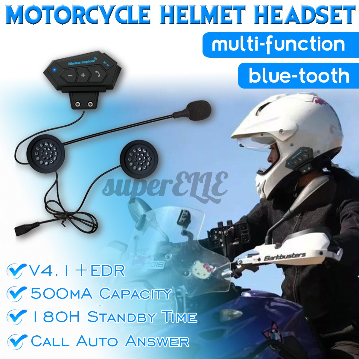 Motorbike Helmet Headset bluetooth Interphone Motorcycle Headphone Hands-Free 