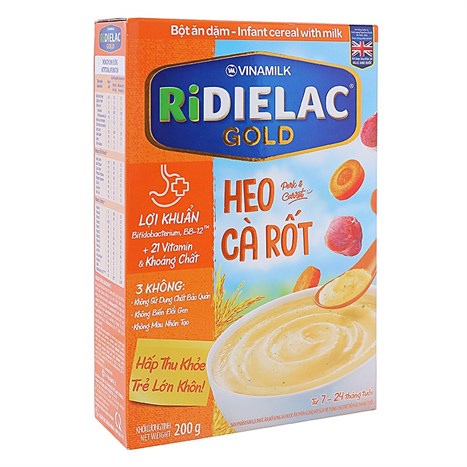 Bột ăn dặm Vinamilk Ridielac heo cà rốt hộp 200g (7 - 24 tháng)