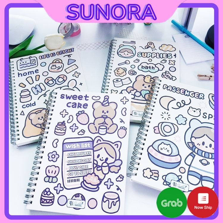 Sổ Tay A5 Gáy Xoắn Giấy Đẹp Kẻ Ngang 120 Trang Notebook Dễ Thương