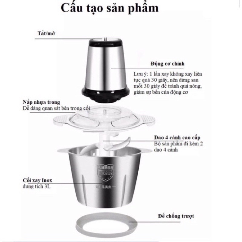 ❤️ MÁY XAY THỊT Chính Hãng đa năng INOX 4 lưỡi,công suất 250W,SIÊU BỀN