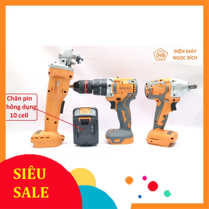 thân máy mài pin,khoan 13mm,siết bulong macan dùng chân pin 10 cell thông dụng