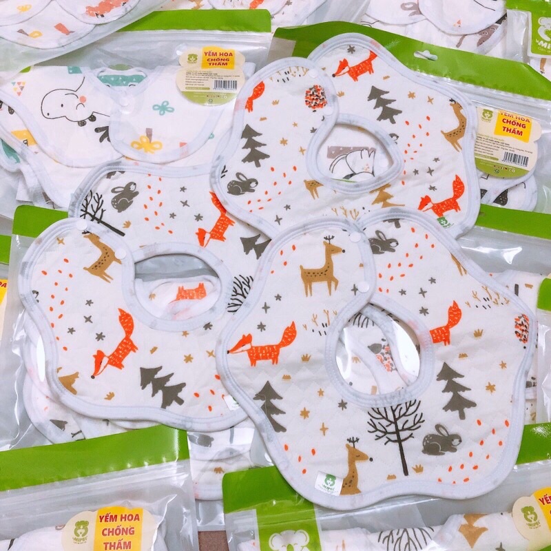 Set 3 Yếm Hoa Chống Thấm Mipbi