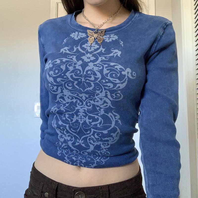 New European American Style Milimum Round Neck Long Sleeve T-shirt