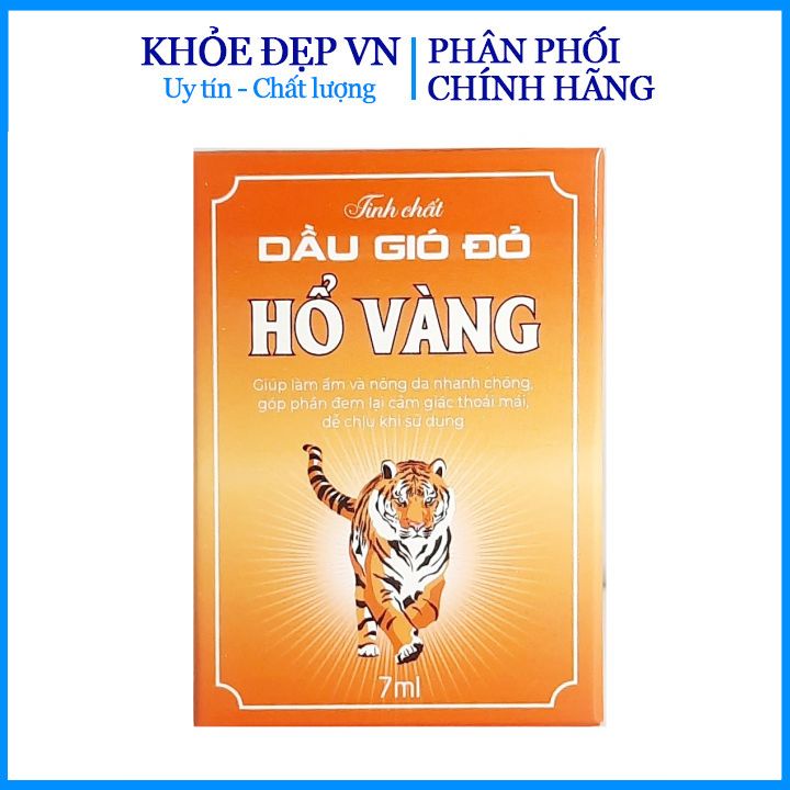 Tinh chất dầu gió đỏ Hổ Vàng giúp làm ấm và nóng da nhanh chóng, góp phần đem lại cảm giác thoải mái– Chai 7ml