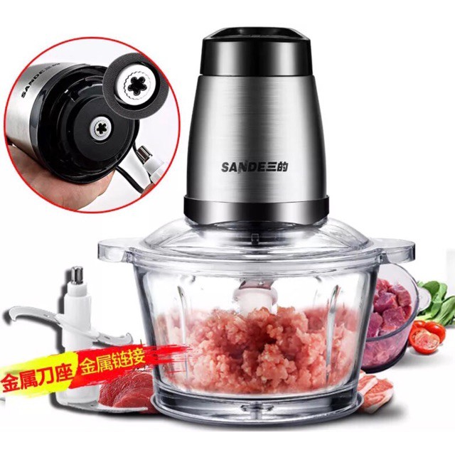 Máy xay thịt Sande cối 2L( thủy tinh và inox)